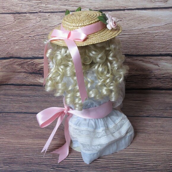 Vintage Fully Porcelain 20" Doll in dress and bonnet - Picture 9 of 9